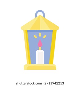 Decorative Lantern Candle Vector Illustration, Flat Style Icon