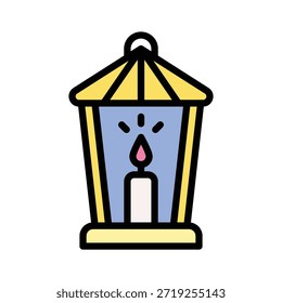Dekorative Laterne Kerze Vektorgrafik, Gefüllte Stil Symbol