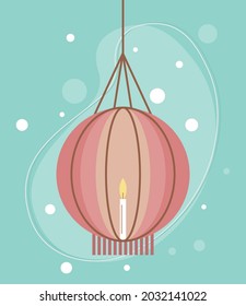 caricatura decorativa de velas de luz de linterna