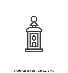 Decorative Lantern line icon. linear style sign for mobile concept and web design. A vintage style lantern with a candle inside outline vector icon. Symbol, logo illustration. Vector graphics