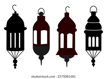 Decorative lantern silhouettes ideal for enhancing events, celebrations, or home decor with a touch of elegance and warmth.