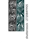 Decorative laser cut panel design set. Tropical palm leaves and butterfly silhouette pattern. Template for CNC router, metal cutting, wood carving, and privacy screen partition. Vector illustration.