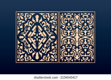 
Decorative laser cut panels template with abstract texture. geometric and floral laser cutting or engraving panel vector illustration set. abstract cutting panels template 

Laser-cut ornamental pane