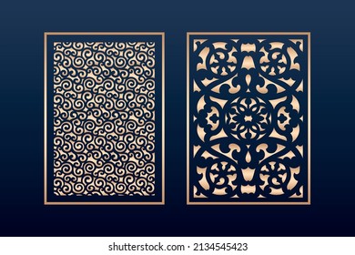 
Decorative laser cut panels template with abstract texture. geometric and floral laser cutting or engraving panel vector illustration set. abstract cutting panels template 

Laser-cut ornamental pane