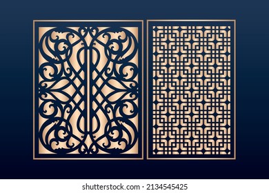 
Decorative laser cut panels template with abstract texture. geometric and floral laser cutting or engraving panel vector illustration set. abstract cutting panels template 

Laser-cut ornamental pane