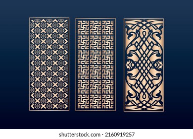 Decorative laser cut panels template with abstract texture. geometric and floral laser cutting or engraving panel vector illustration set. abstract cutting panels template 
