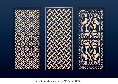 Decorative laser cut panels template with abstract texture. geometric and floral laser cutting or engraving panel vector illustration set. abstract cutting panels template 
