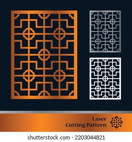 Decorative laser cut panels template with abstract texture. Geometric and floral laser cutting or engraving panel vector illustration set. Abstract cutting panels template