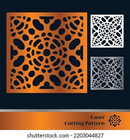 Decorative laser cut panels template with abstract texture. Geometric and floral laser cutting or engraving panel vector illustration set. Abstract cutting panels template