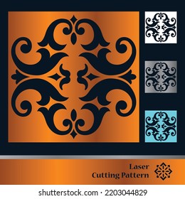 Decorative laser cut panels template with abstract texture. Geometric and floral laser cutting or engraving panel vector illustration set. Abstract cutting panels template