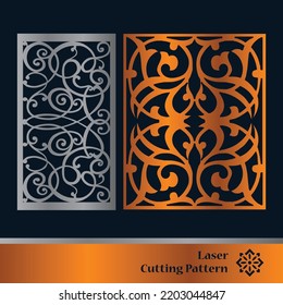 Decorative laser cut panels template with abstract texture. Geometric and floral laser cutting or engraving panel vector illustration set. Abstract cutting panels template