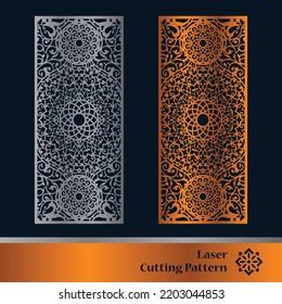 Plantilla de paneles de corte láser decorativos con textura abstracta. Juego de ilustración vectorial de panel de corte por láser geométrico y floral. Plantilla de paneles de corte abstracto