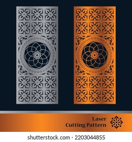 Plantilla de paneles de corte láser decorativos con textura abstracta. Juego de ilustración vectorial de panel de corte por láser geométrico y floral. Plantilla de paneles de corte abstracto
