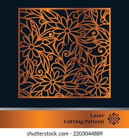 Decorative laser cut panels template with abstract texture. Geometric and floral laser cutting or engraving panel vector illustration set. Abstract cutting panels template