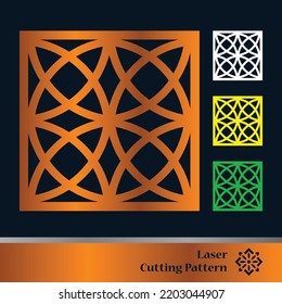 Decorative laser cut panels template with abstract texture. Geometric and floral laser cutting or engraving panel vector illustration set. Abstract cutting panels template