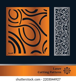 Plantilla de paneles de corte láser decorativos con textura abstracta. Juego de ilustración vectorial de panel de corte por láser geométrico y floral. Plantilla de paneles de corte abstracto