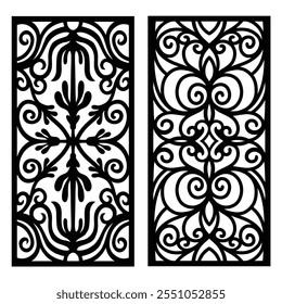decorative laser cut panels template with abstrack flowers