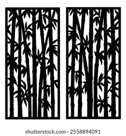 Decorative laser cut panels template with bamboo silhouette