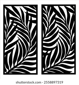 Decorative laser cut panels template with leaf floral design