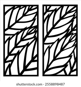 Decorative laser cut panels template with leaf floral design