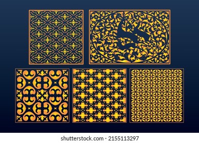 Decorative Laser Cut Set Abstract Geometric Seamless Cnc Template