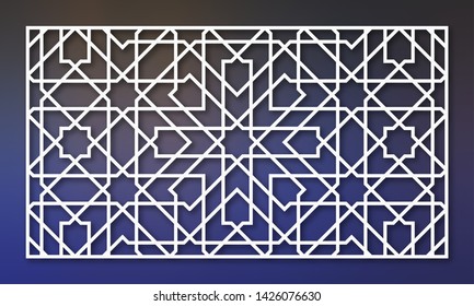 Decorative laser cutting panel. Traditional oriental vector pattern.