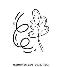 Decorative leaf in doodle style on background