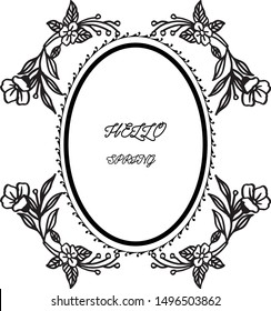 Decorative of leaf flower frame, isolated on white background, for greeting card hello spring. Vector