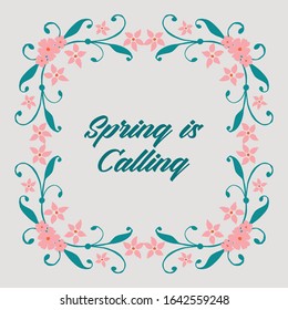 Decorative of leaf and flower frame, for modern spring calling greeting card design. Vector