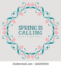 Decorative of leaf and flower frame, for modern spring calling greeting card design. Vector