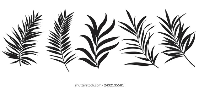 Decorative leaf icons black classical hand drawn design