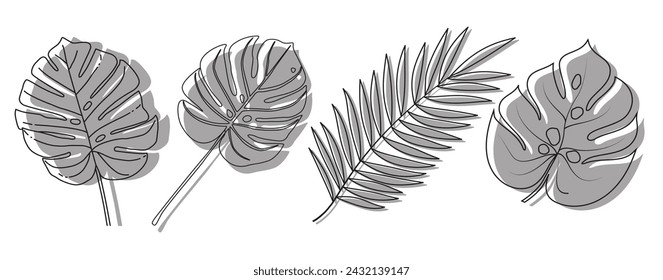 
Decorative leaf icons hand drawn sketch