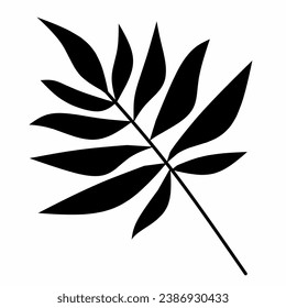 decorative leaf silhouette. Simple stencil. on a white background, Setok vector illustration