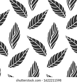 Decorative leafs background, foliage vector. Seamless pattern image. Isolated on white.