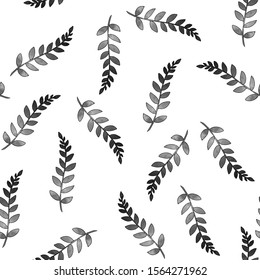 Decorative leafy seamless pattern. Can be used as a print for wrapping paper, wallpaper, bedclothes, covers, textiles, fabric. Vector watercolor pattern isolated on white background.