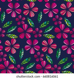 decorative leave and flower design element. geometry floral tropical seamless pattern for surface design.