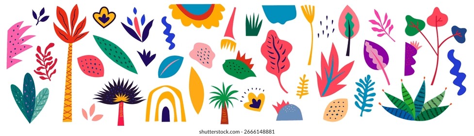 Folhas decorativas. Elementos modernos abstratos	