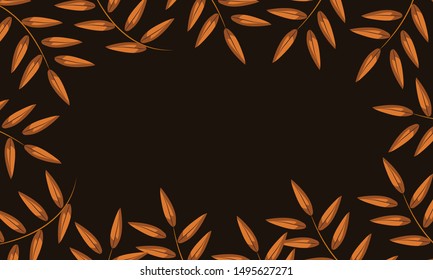 Decorative leaves floral frame and pattern background