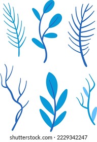 Decorative leaves flowers, depicts light drawing spring multi-colored leaf flower Isolated on white design vector illustration