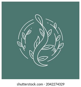 decorative leaves and flowers line illustration vector