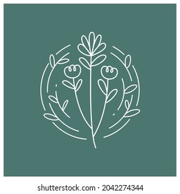 decorative leaves and flowers line illustration vector