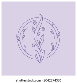 decorative leaves and flowers line illustration vector