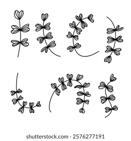 Decorative leaves lineart collection. Set of leaves lineart.