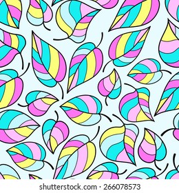  		
Decorative leaves seamless pattern.