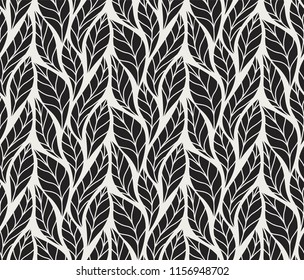 Decorative Leaves Seamless Pattern. Continuous leaf background. Floral Texture.
