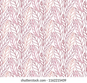 Decorative Leaves Seamless Pattern. Continuous leaf background. Floral Texture.