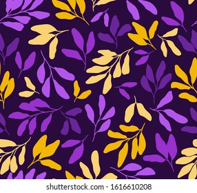 Decorative Leaves Seamless Pattern. Continuous leaf background. Floral Texture.