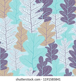 Decorative leaves seamless pattern. Nature stylized plants decorative background