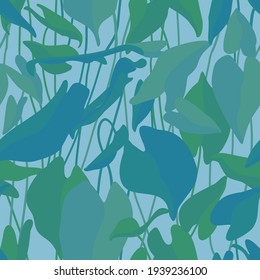 Decorative leaves. Seamless pattern for printing. Seamless tropical leaves. Abstraction.