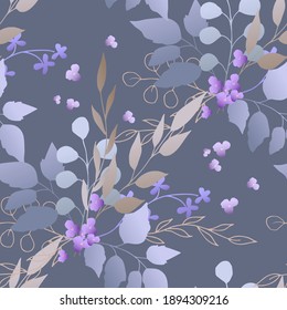 Decorative leaves. Seamless pattern. Vector illustration.